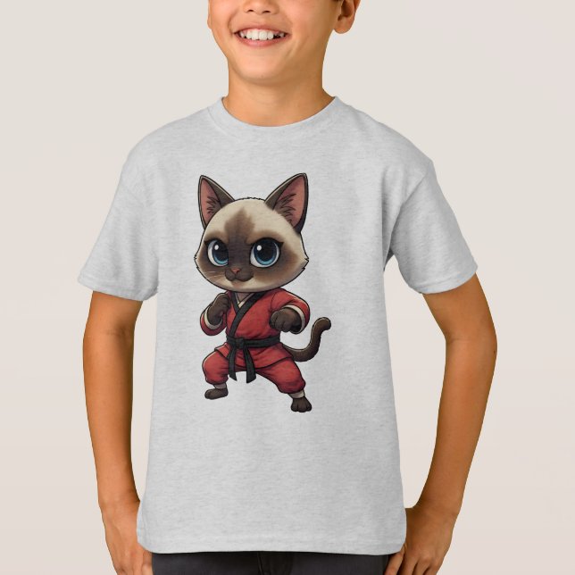 Camiseta Funny Siamese Kung Fu Cat, Kitten Martial Arts (Anverso)