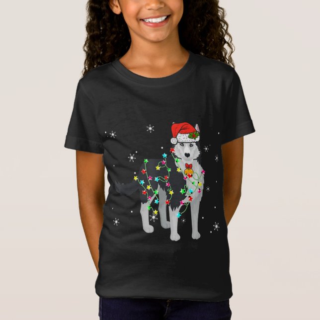Camiseta Funny Siberian Husky Dog Navidades alumbra a los p (Anverso)