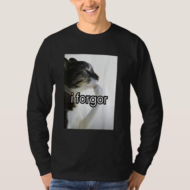 Camiseta funny silly cat meme i forgor cringe brainrot meme (Anverso)