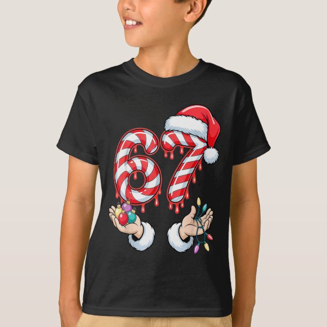 Camiseta Funny Six Seven 67 Christmas Candy Cane Festive Ho (Anverso)