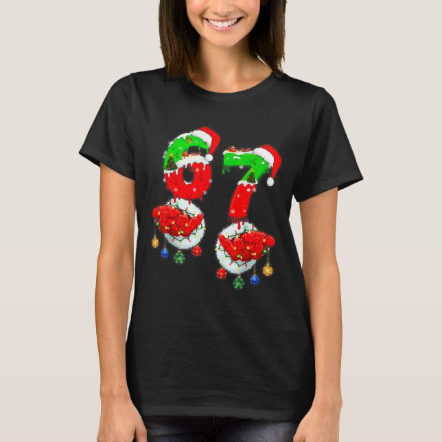 Camiseta Funny Six Seven 67 Meme 6 7 Christmas Santa Hand B (Anverso)