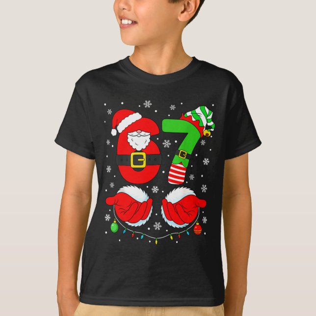Camiseta Funny Six Seven 67 Meme 6 7 Elf Santa Christmas Pa (Anverso)