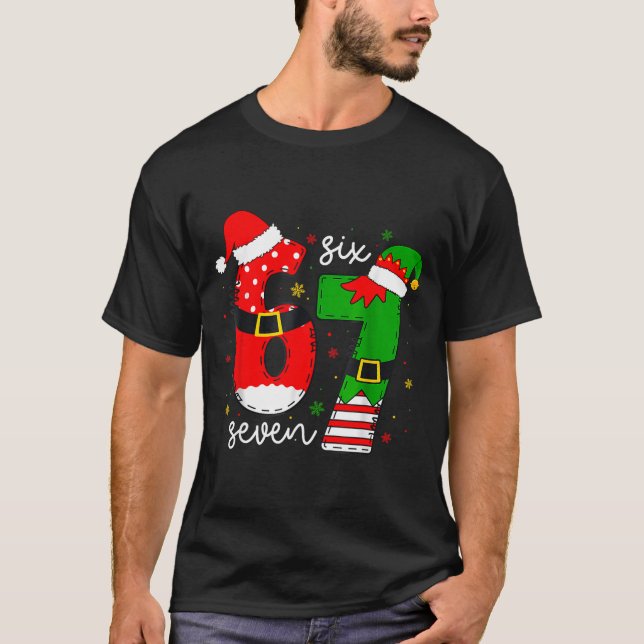 Camiseta Funny Six Seven 67 Meme 6 7 Elf Santa Christmas Pa (Anverso)
