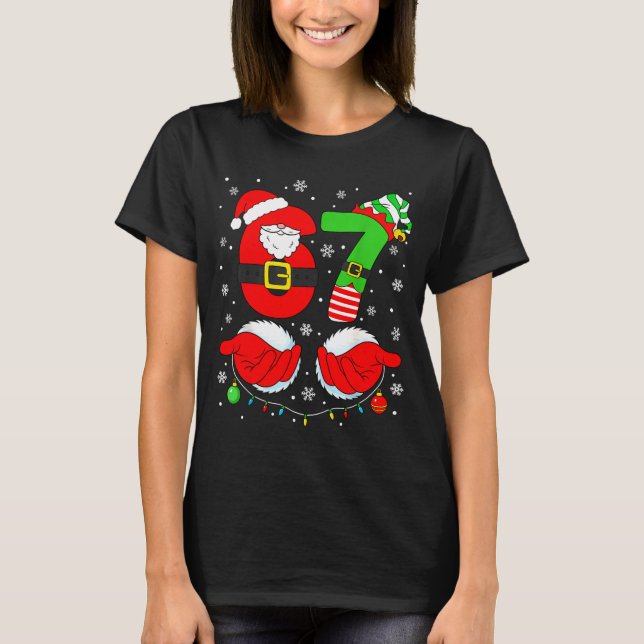 Camiseta Funny Six Seven 67 Meme 6 7 Elf Santa Christmas Pa (Anverso)