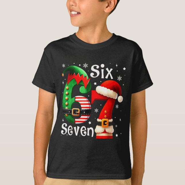Camiseta Funny Six Seven 67 Meme 6 7 Elf Santa Christmas Pa (Anverso)