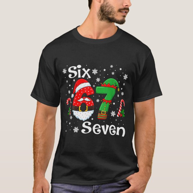 Camiseta Funny Six Seven 67 Meme 6 7 Elf Santa Christmas Pa (Anverso)