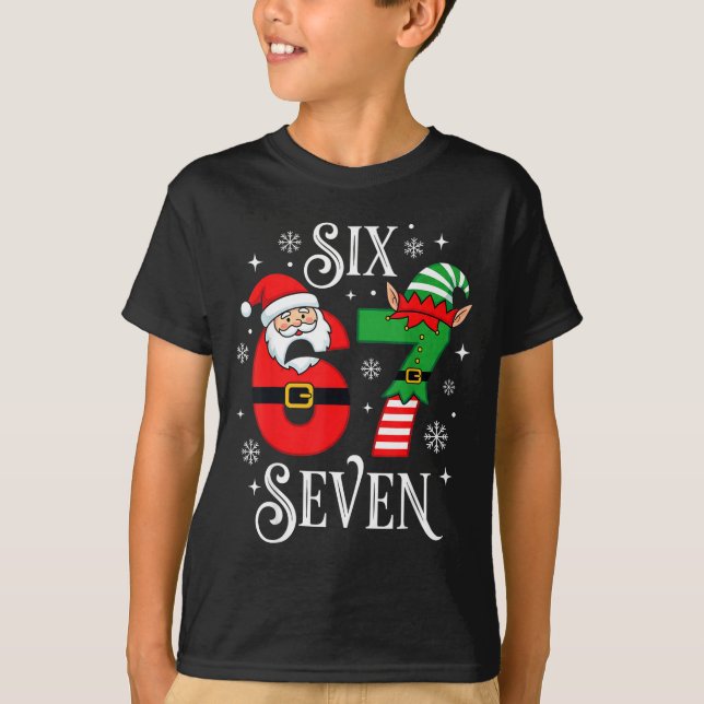 Camiseta Funny Six Seven 67 Meme 6 7 Elf Santa Christmas Pa (Anverso)