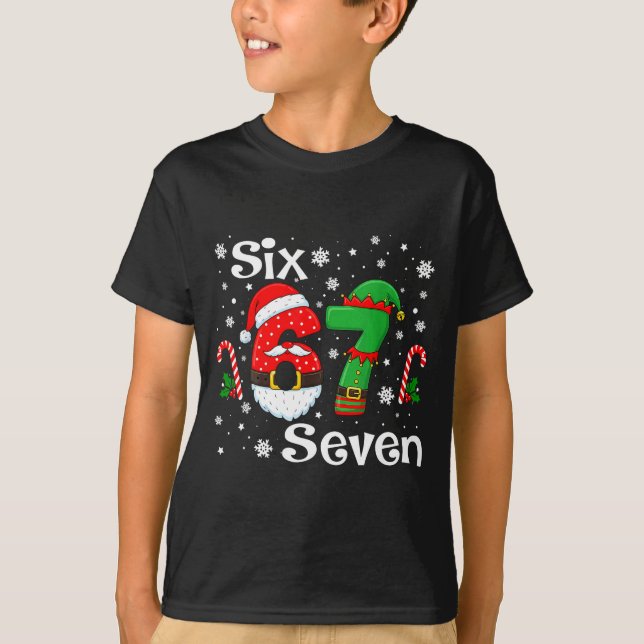 Camiseta Funny Six Seven 67 Meme 6 7 Elf Santa Christmas Pa (Anverso)