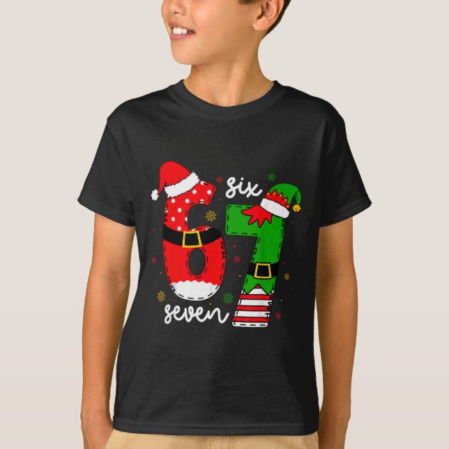 Camiseta Funny Six Seven 67 Meme 6 7 Elf Santa Christmas Pa (Anverso)