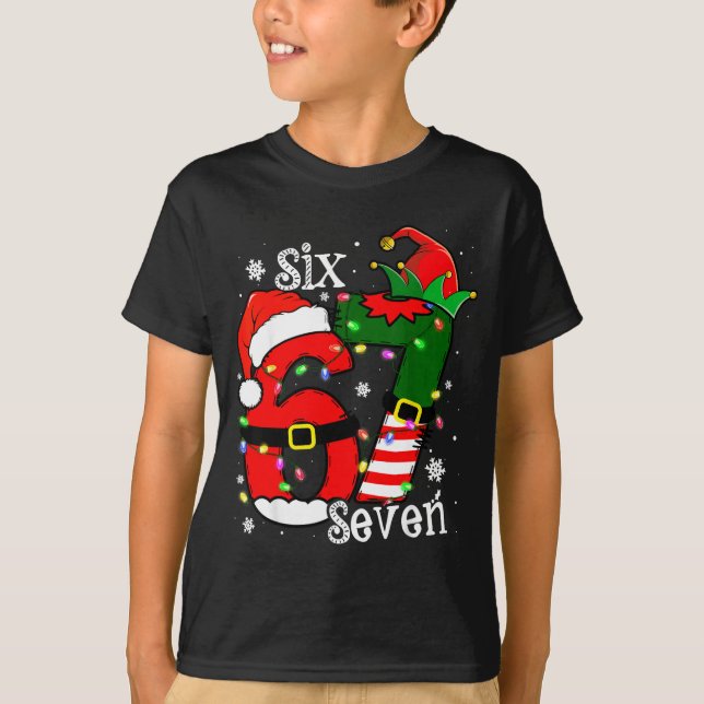 Camiseta Funny Six Seven 67 Meme 6 7 Elf Santa Christmas Pa (Anverso)