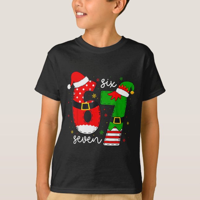 Camiseta Funny Six Seven 67 Meme 6 7 Elf Santa Christmas Pa (Anverso)