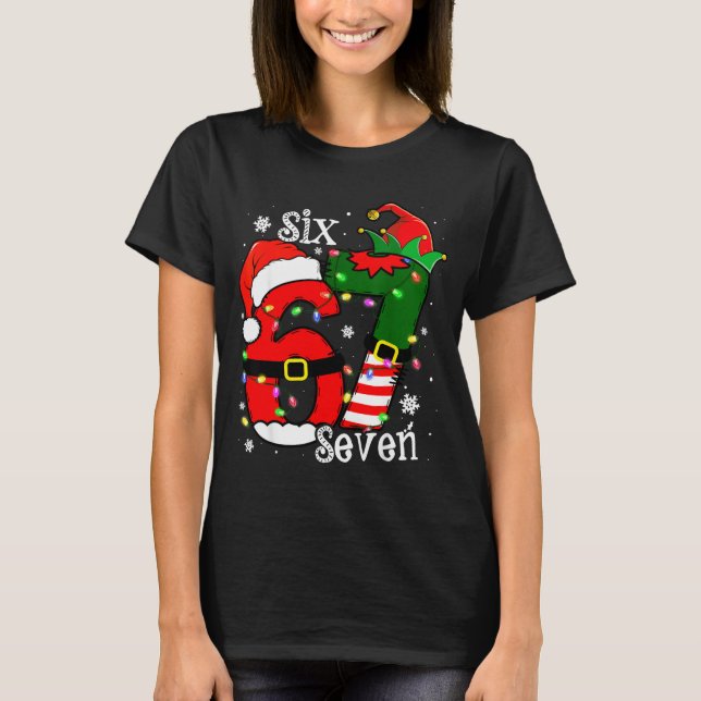 Camiseta Funny Six Seven 67 Meme 6 7 Elf Santa Christmas Pa (Anverso)
