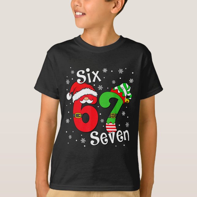 Camiseta Funny Six Seven 67 Meme 6 7 Elf Santa Christmas Pa (Anverso)
