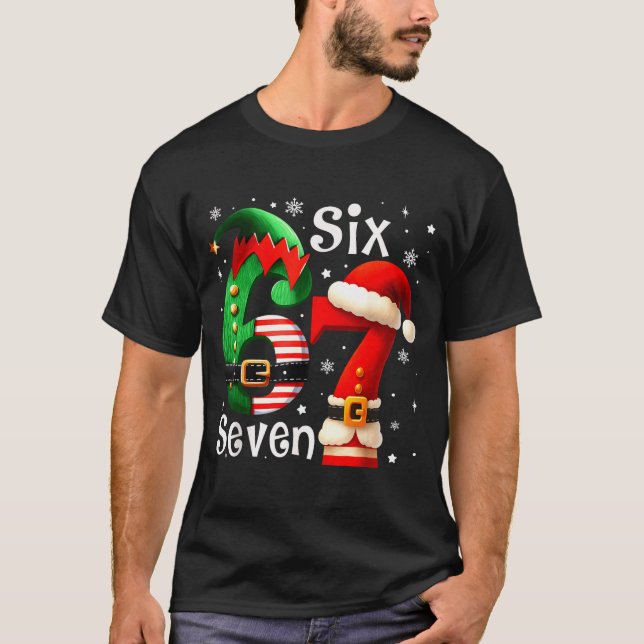 Camiseta Funny Six Seven 67 Meme 6 7 Elf Santa Christmas Pa (Anverso)