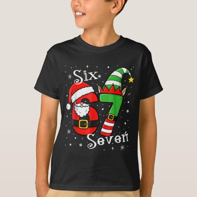 Camiseta Funny Six Seven 67 Meme 6 7 Elf Santa Christmas Pa (Anverso)