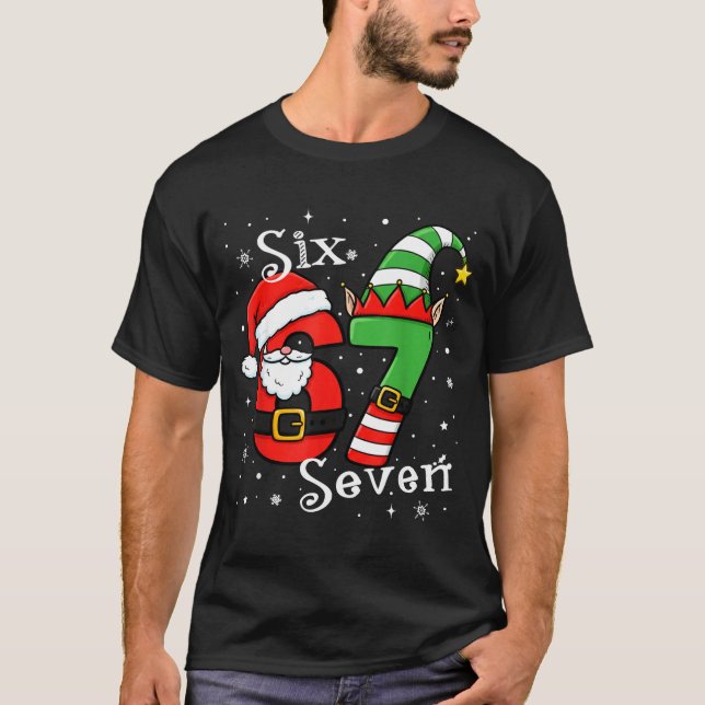 Camiseta Funny Six Seven 67 Meme 6 7 Elf Santa Christmas Pa (Anverso)