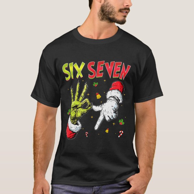 Camiseta Funny Six Seven 67 Meme Monster Santa Christmas Pa (Anverso)