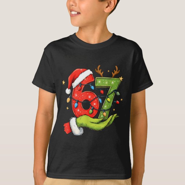 Camiseta Funny Six Seven 67 Meme Santa Christmas Brainrot P (Anverso)