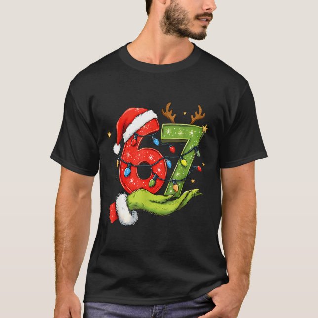 Camiseta Funny Six Seven 67 Meme Santa Christmas Brainrot P (Anverso)