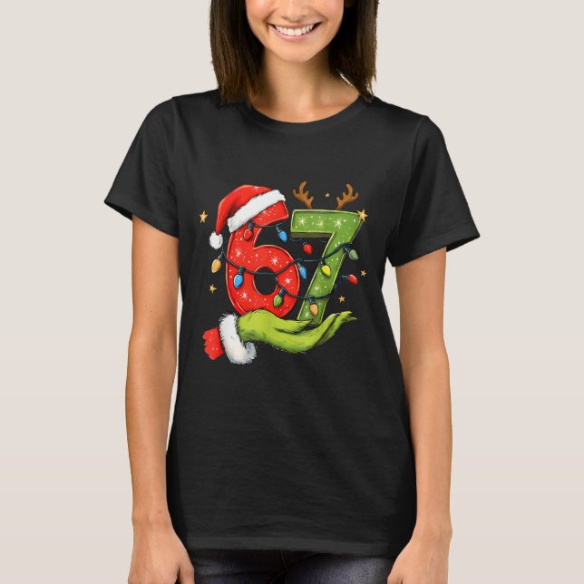 Camiseta Funny Six Seven 67 Meme Santa Christmas Brainrot P (Anverso)