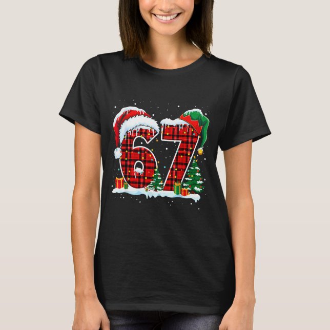 Camiseta Funny Six Seven 6 7 Meme 67 Christmas Red Plaid Xm (Anverso)