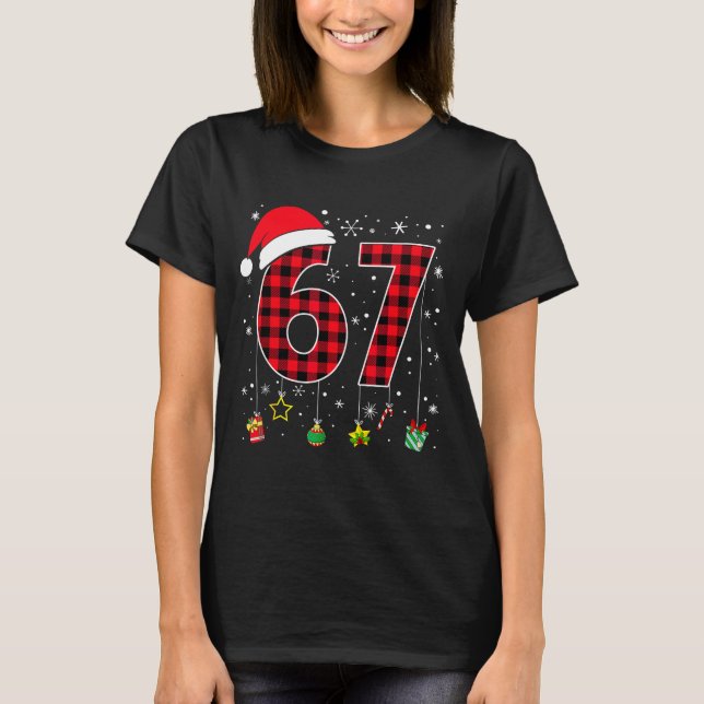 Camiseta Funny Six Seven 6 7 Meme 67 Christmas Red Plaid Xm (Anverso)