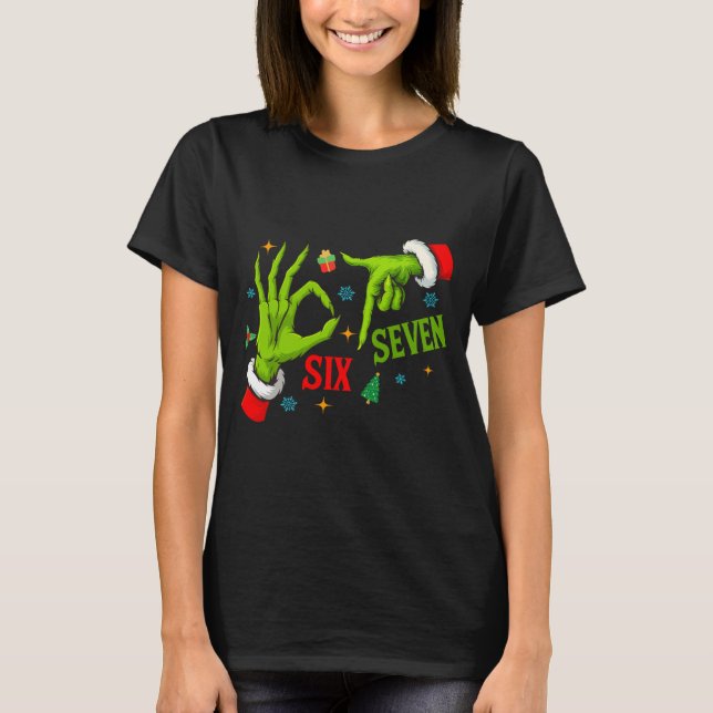 Camiseta Funny Six Seven 6 7 Meme Christmas Funny Hands 6 7 (Anverso)