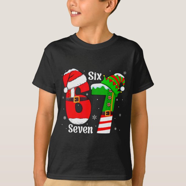 Camiseta Funny Six Seven 6 7 Meme Gen Alpha Slang Santa Elf (Anverso)