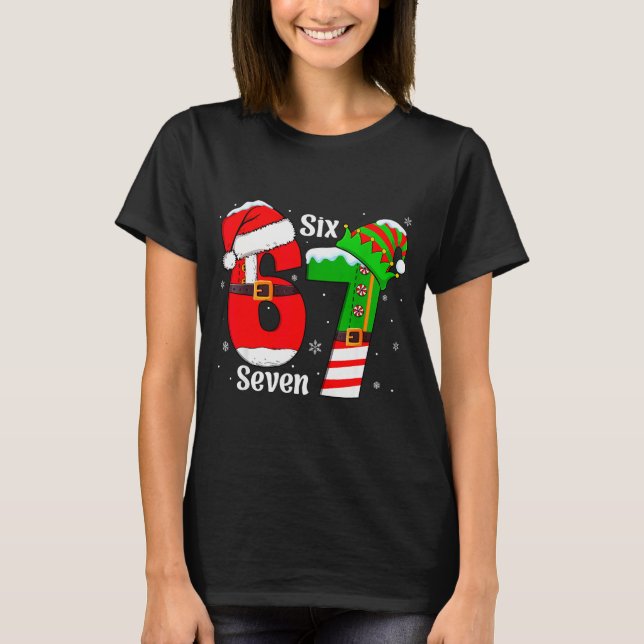 Camiseta Funny Six Seven 6 7 Meme Gen Alpha Slang Santa Elf (Anverso)