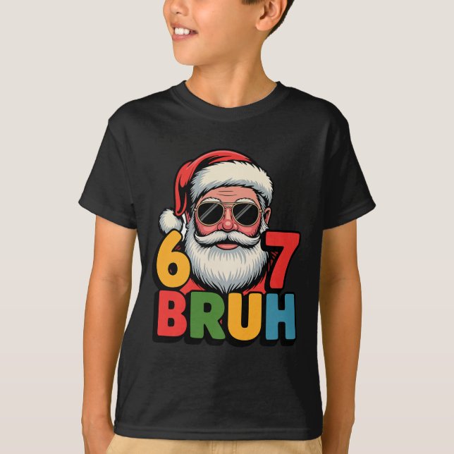 Camiseta Funny Six Seven 6 7 Meme Santa Christmas Men Boys  (Anverso)