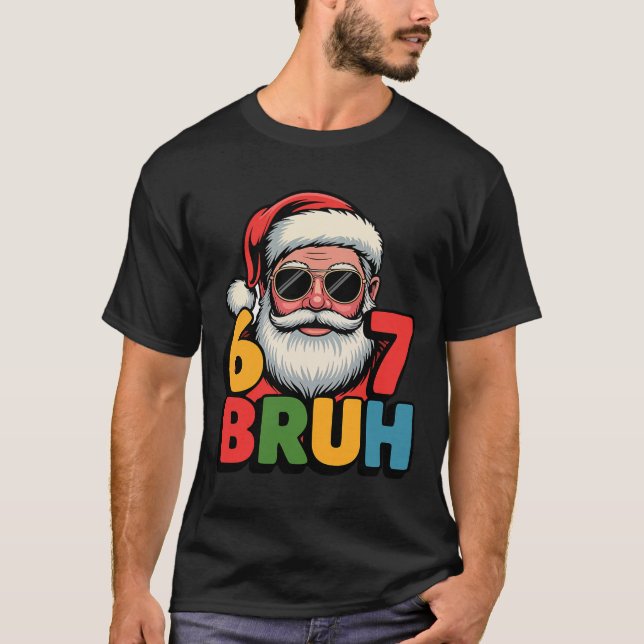 Camiseta Funny Six Seven 6 7 Meme Santa Christmas Men Boys  (Anverso)