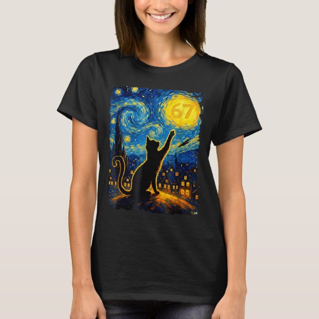 Camiseta Funny Six Seven 6 7 Meme Starry Night Van Gogh Bla (Anverso)