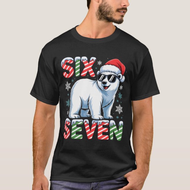 Camiseta Funny Six Seven Lar Bear Christmas 67 Santa Hat Wi (Anverso)