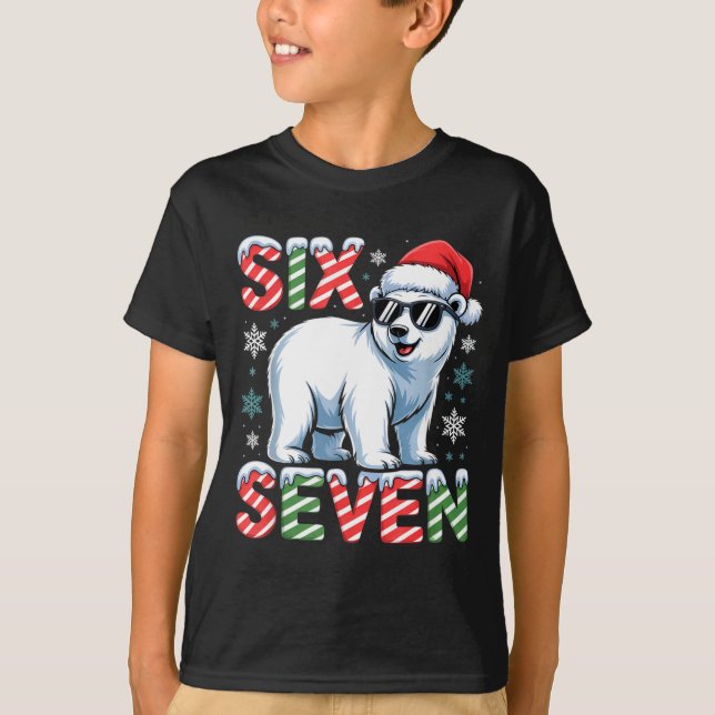 Camiseta Funny Six Seven Lar Bear Christmas 67 Santa Hat Wi (Anverso)