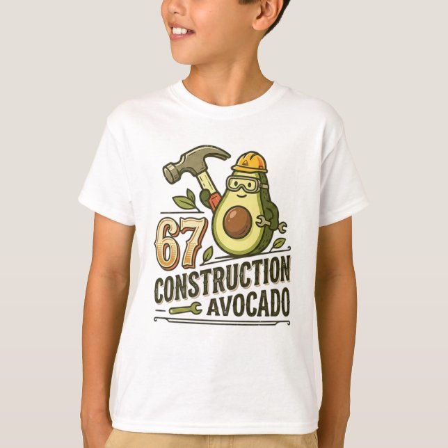 Camiseta Funny Six Seven Meme Construction Avocado (Anverso)