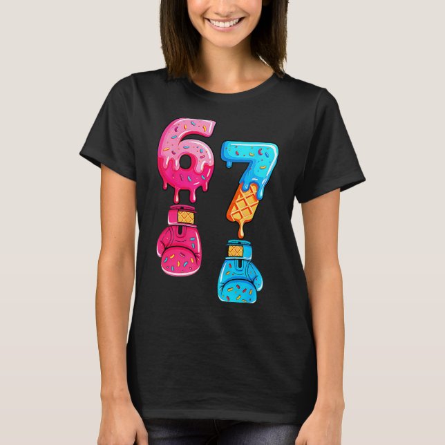 Camiseta Funny Six Seven Meme Ice Cream Drip 67 Boxing  (Anverso)