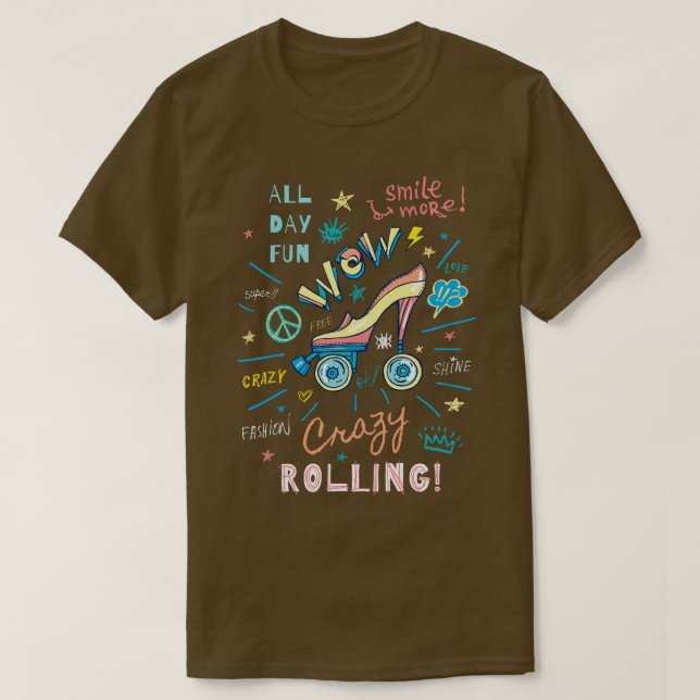 Camiseta Funny Skate Retro Rolling Para Chicas (Diseño del anverso)