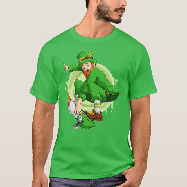 Camiseta Funny Skateboard del Día de San Patricio (Anverso)