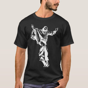 Camiseta Funny skateboard jesus patinando y haciendo kickfl