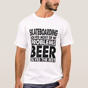 Camiseta Funny Skateboarding an Beer resuelve mis problemas