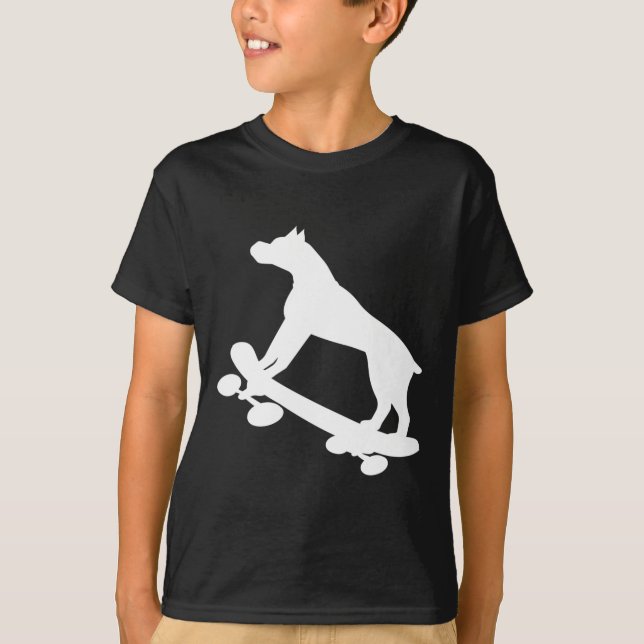 Camiseta Funny Skateboarding Boxer Dog Skateboard Skater  (Anverso)