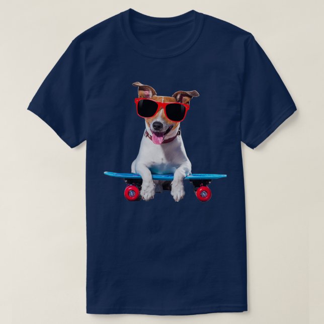 Camiseta Funny Skateboarding dog con gafas Puppy Regalo por (Diseño del anverso)