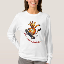 Camiseta Funny Skateboarding Giraffe Personalizado Diseño