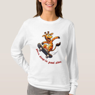 Camiseta Funny Skateboarding Giraffe Personalizado Diseño