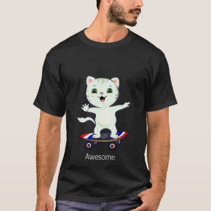 Camiseta Funny Skater Tabby Cat T-Shirt