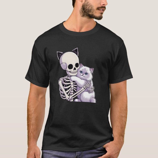 Camiseta Funny Skeleton Cat Halloween (Anverso)