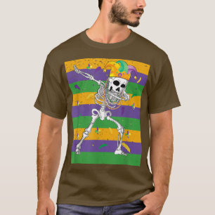 Camiseta Funny Skeleton Dabbing Mardi Gras Skeleton Boy