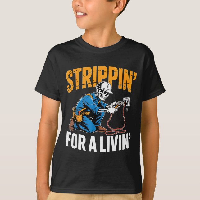 Camiseta Funny Skeleton Electrician N For A Livin  (Anverso)