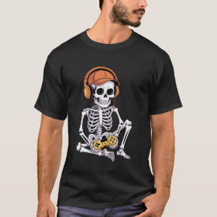 Camiseta Funny Skeleton Gamer   Halloween Gamer