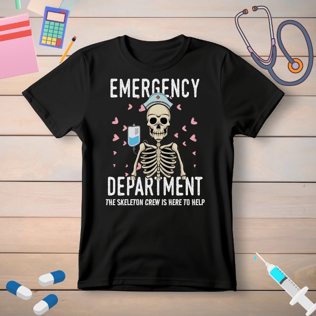 Camiseta Funny Skeleton Halloween ER Nurse (Subido por el creador)
